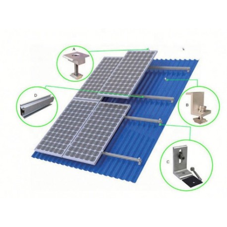 Predictor Australian person preferable Kit montaj 2 panouri fotovoltaice - acoperis tabla - 02